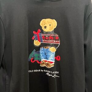 Ralph Lauren Black Sweatshirt with Festive Bear